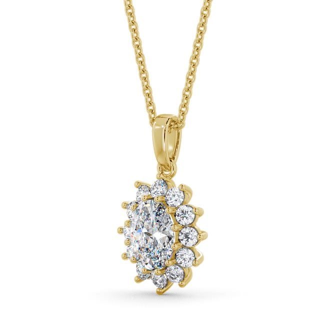 Cluster Oval Diamond Pendant 9K Yellow Gold - Moselle PNT8_YG_SIDE