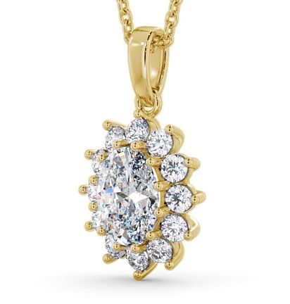 Cluster Oval Diamond Halo Style Pendant 9K Yellow Gold PNT8_YG_THUMB1 