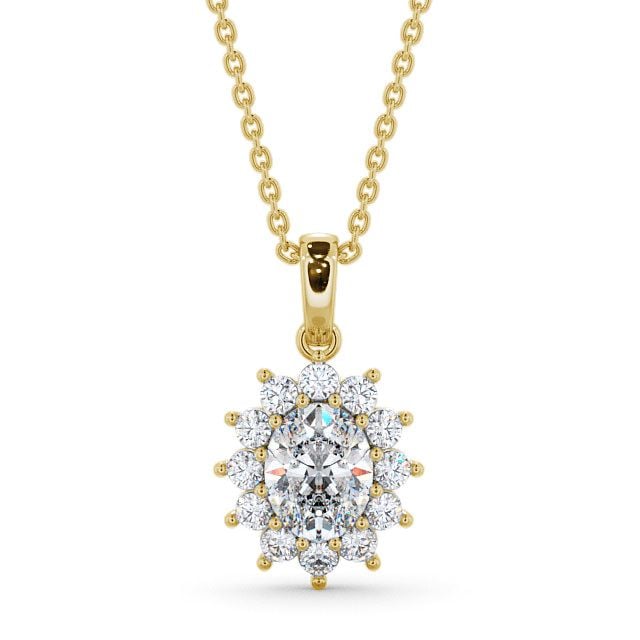 Cluster Oval Diamond Pendant 9K Yellow Gold - Moselle PNT8_YG_UP