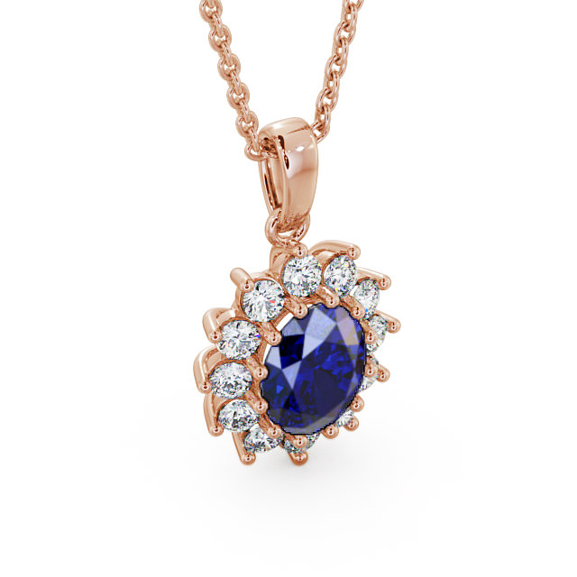 Cluster Blue Sapphire and Diamond 2.03ct Pendant 9K Rose Gold - Moselle PNT8GEM_RG_BS_THUMB2