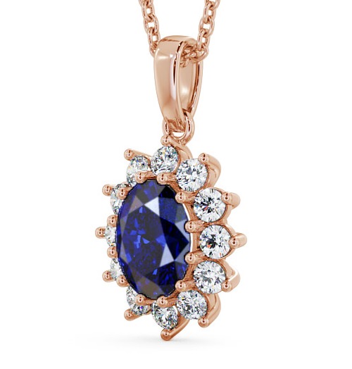  Cluster Blue Sapphire and Diamond 2.03ct Pendant 18K Rose Gold - Moselle PNT8GEM_RG_BS_THUMB1 