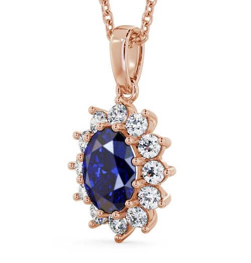 Cluster Blue Sapphire and Diamond 2.03ct Pendant 18K Rose Gold PNT8GEM_RG_BS_THUMB1 