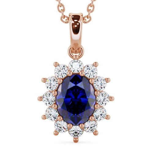 Cluster Blue Sapphire and Diamond 2.03ct Pendant 9K Rose Gold PNT8GEM_RG_BS_THUMB2 