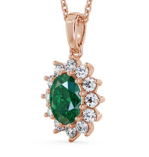 Cluster Emerald and Diamond 1.74ct Pendant 18K Rose Gold PNT8GEM_RG_EM_THUMB1 