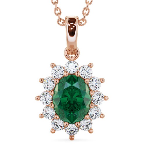 Cluster Emerald and Diamond 1.74ct Pendant 18K Rose Gold PNT8GEM_RG_EM_THUMB2 