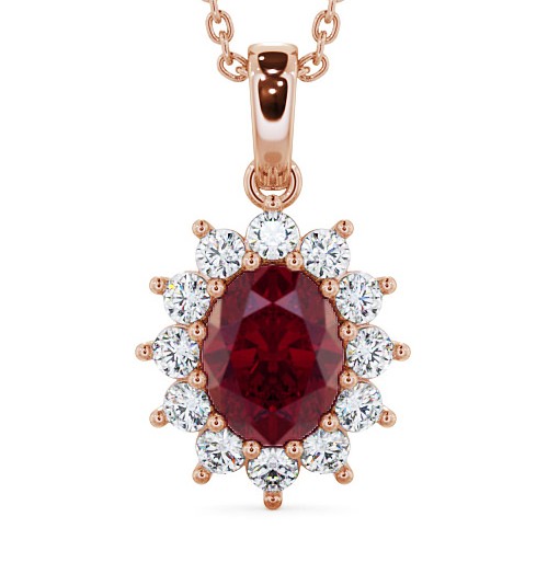  Cluster Ruby and Diamond 2.03ct Pendant 18K Rose Gold - Moselle PNT8GEM_RG_RU_THUMB2 