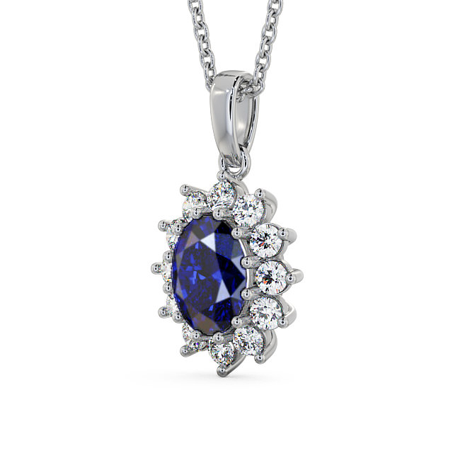 Cluster Blue Sapphire and Diamond 2.03ct Pendant 9K White Gold - Moselle PNT8GEM_WG_BS_THUMB2