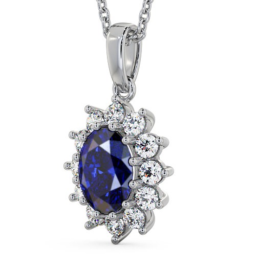Cluster Blue Sapphire and Diamond 2.03ct Pendant 18K White Gold - Moselle PNT8GEM_WG_BS_THUMB1