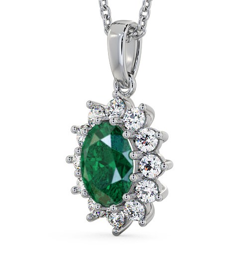 Cluster Emerald and Diamond 1.74ct Pendant 9K White Gold PNT8GEM_WG_EM_THUMB1