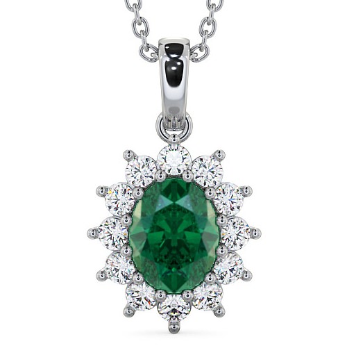  Cluster Emerald and Diamond 1.74ct Pendant 9K White Gold - Moselle PNT8GEM_WG_EM_THUMB2 