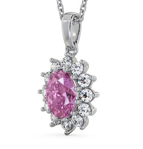 Cluster Pink Sapphire and Diamond 2.03ct Pendant 18K White Gold PNT8GEM_WG_PS_THUMB1