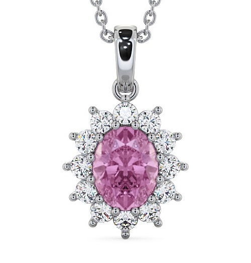  Cluster Pink Sapphire and Diamond 2.03ct Pendant 9K White Gold - Moselle PNT8GEM_WG_PS_THUMB2 