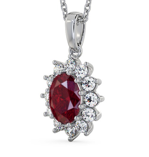 Cluster Ruby and Diamond 2.03ct Pendant 18K White Gold PNT8GEM_WG_RU_THUMB1