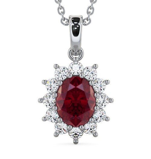  Cluster Ruby and Diamond 2.03ct Pendant 9K White Gold - Moselle PNT8GEM_WG_RU_THUMB2 