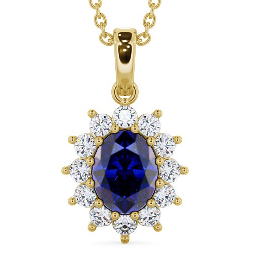  Cluster Blue Sapphire and Diamond 2.03ct Pendant 18K Yellow Gold - Moselle PNT8GEM_YG_BS_THUMB2 