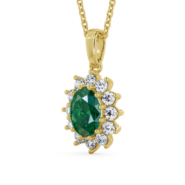 Cluster Emerald and Diamond 1.74ct Pendant 9K Yellow Gold - Moselle PNT8GEM_YG_EM_THUMB2