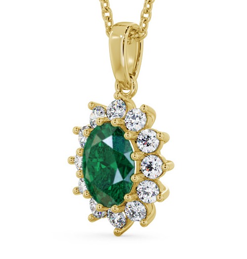  Cluster Emerald and Diamond 1.74ct Pendant 18K Yellow Gold - Moselle PNT8GEM_YG_EM_THUMB1 