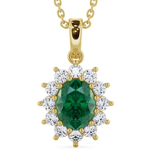  Cluster Emerald and Diamond 1.74ct Pendant 9K Yellow Gold - Moselle PNT8GEM_YG_EM_THUMB2 