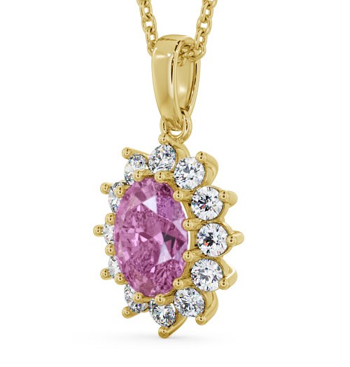 Cluster Pink Sapphire and Diamond 2.03ct Pendant 18K Yellow Gold - Moselle PNT8GEM_YG_PS_THUMB1