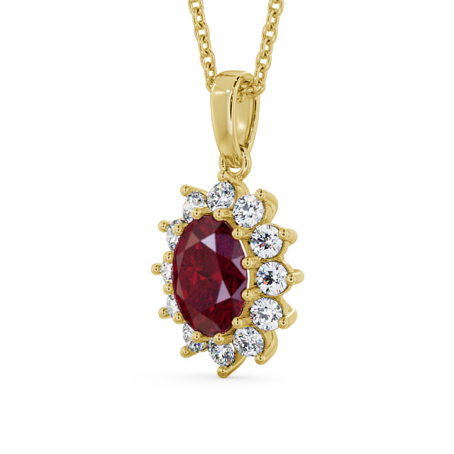 Cluster Ruby and Diamond 2.03ct Pendant 18K Yellow Gold - Moselle PNT8GEM_YG_RU_THUMB2