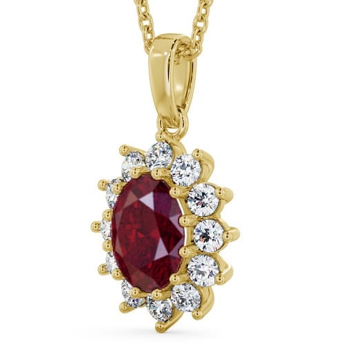 Cluster Ruby and Diamond 2.03ct Pendant 18K Yellow Gold - Moselle PNT8GEM_YG_RU_THUMB1