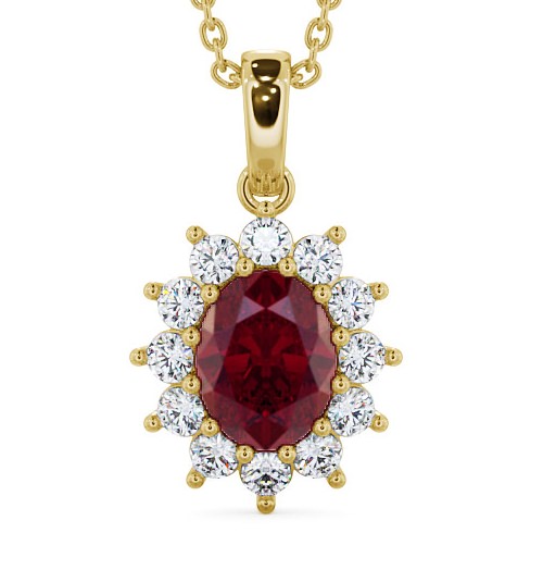  Cluster Ruby and Diamond 2.03ct Pendant 9K Yellow Gold - Moselle PNT8GEM_YG_RU_THUMB2 