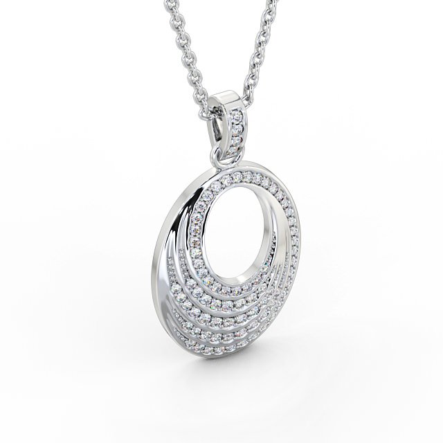 Oval Drop Style 0.35ct Diamond Pendant 18K White Gold - Leola PNT90_WG_FLAT