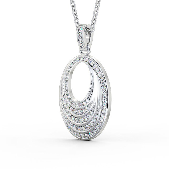 Oval Drop Style 0.35ct Diamond Pendant 9K White Gold - Leola PNT90_WG_SIDE