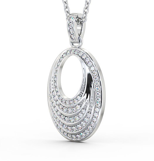 Oval Drop Style 0.35ct Diamond Pendant 18K White Gold - Leola PNT90_WG_THUMB1