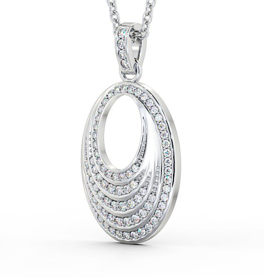 Oval Drop Style 0.35ct Diamond Pendant 18K White Gold PNT90_WG_THUMB1