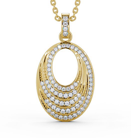 Oval Drop Style 0.35ct Diamond Pendant 18K Yellow Gold PNT90_YG_THUMB2 