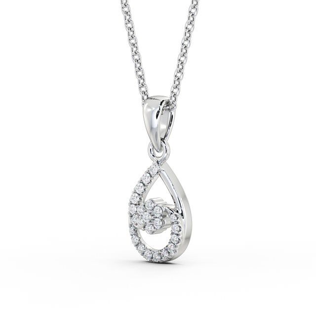 Pear Design Diamond Pendant 18K White Gold - Piera PNT91_WG_SIDE