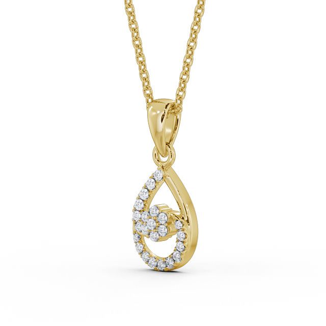 Pear Design Diamond Pendant 9K Yellow Gold - Piera PNT91_YG_SIDE
