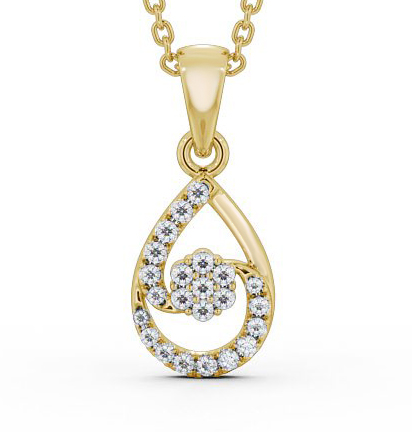 Piera Pear Style Cluster Pendant Round Diamond PNT91_YG_THUMB2 