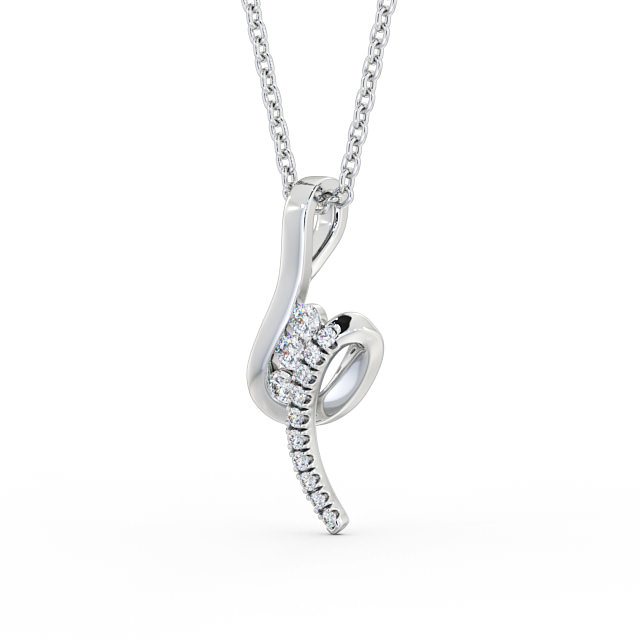 Drop Style Diamond Pendant 18K White Gold - Solena PNT92_WG_SIDE