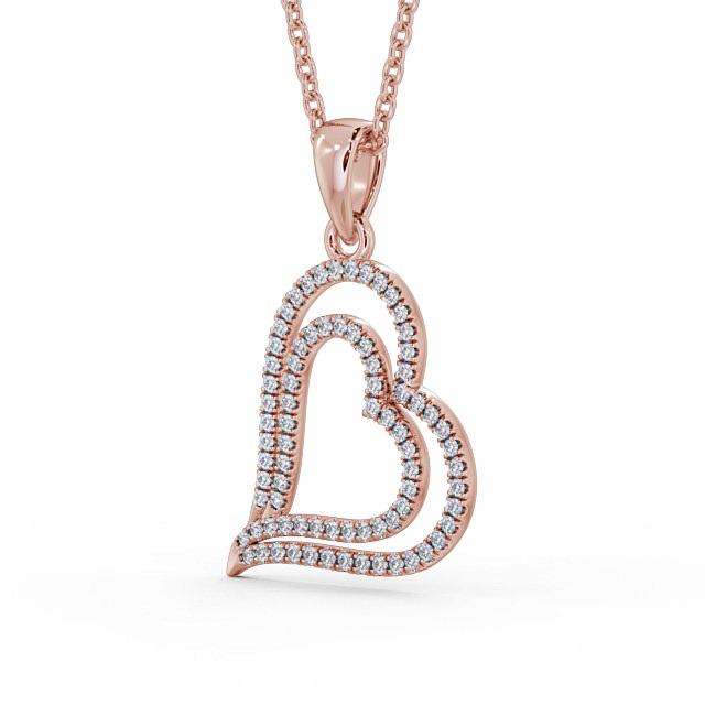 Heart Shaped Diamond Pendant 18K Rose Gold - Luana PNT94_RG_SIDE