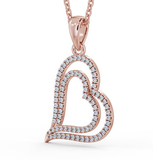 Double Heart Shaped Diamond Pendant 9K Rose Gold PNT94_RG_THUMB1 