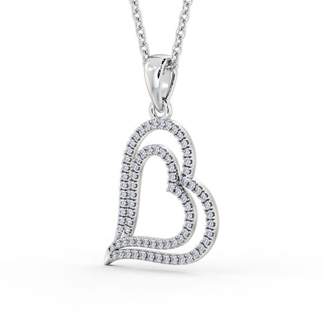 Heart Shaped Diamond Pendant 18K White Gold - Luana PNT94_WG_SIDE
