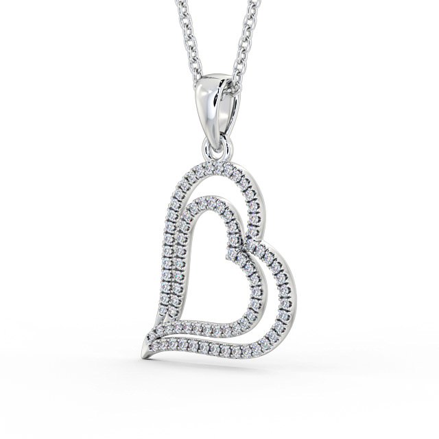 Heart Shaped Diamond Pendant 9K White Gold - Luana PNT94_WG_SIDE