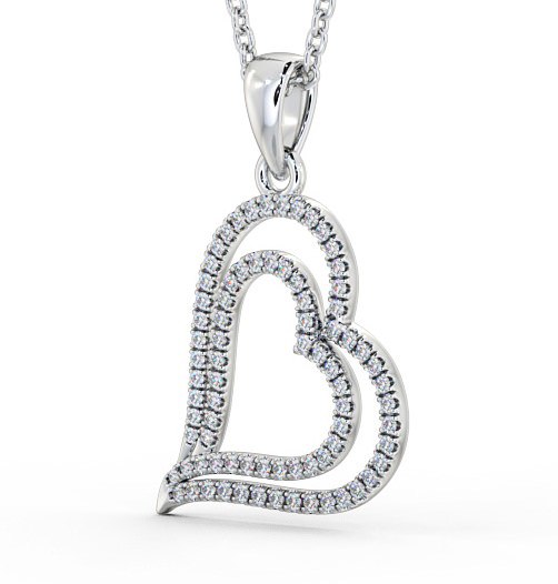 Double Heart Shaped Diamond Pendant 9K White Gold PNT94_WG_THUMB1 