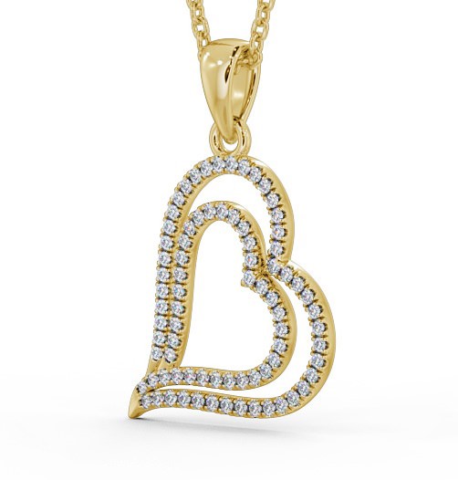 Double Heart Shaped Diamond Pendant 18K Yellow Gold PNT94_YG_THUMB1 