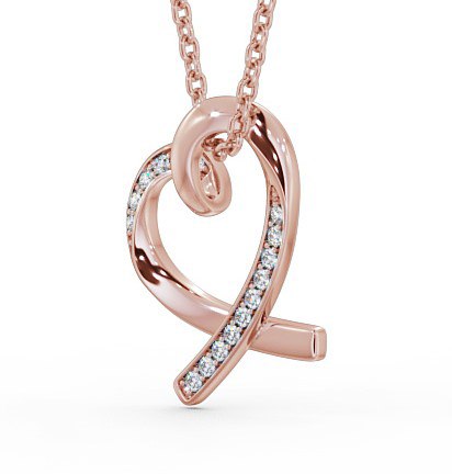 Heart Shaped Diamond Channel Set Pendant 18K Rose Gold PNT95_RG_THUMB1