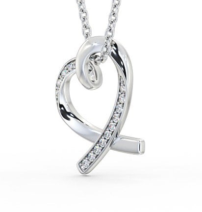 Heart Shaped Diamond Channel Set Pendant 9K White Gold PNT95_WG_THUMB1 