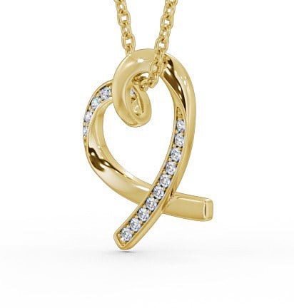 Heart Shaped Diamond Channel Set Pendant 9K Yellow Gold PNT95_YG_THUMB1