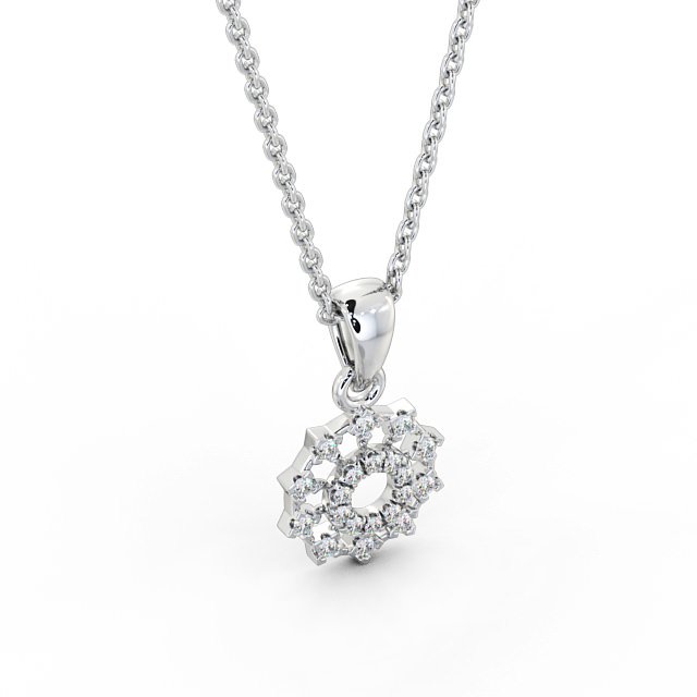 Floral Design Diamond Pendant 18K White Gold - Evelin PNT97_WG_FLAT