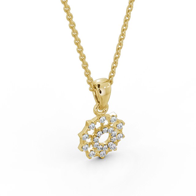 Floral Design Diamond Pendant 9K Yellow Gold - Evelin PNT97_YG_FLAT