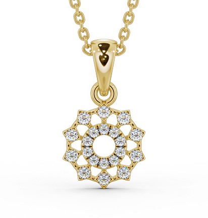  Floral Design Diamond Pendant 9K Yellow Gold - Evelin PNT97_YG_THUMB2 