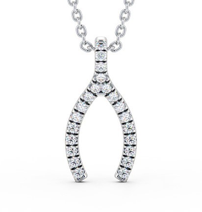 Wishbone Style Diamond Pendant 18K White Gold PNT98_WG_THUMB2 