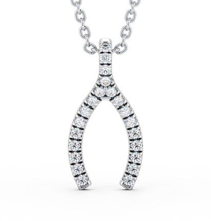 Wishbone Style Diamond Pendant 18K White Gold PNT98_WG_THUMB2 