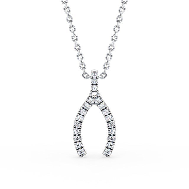 Wishbone Style Diamond Pendant 18K White Gold - Merida PNT98_WG_UP